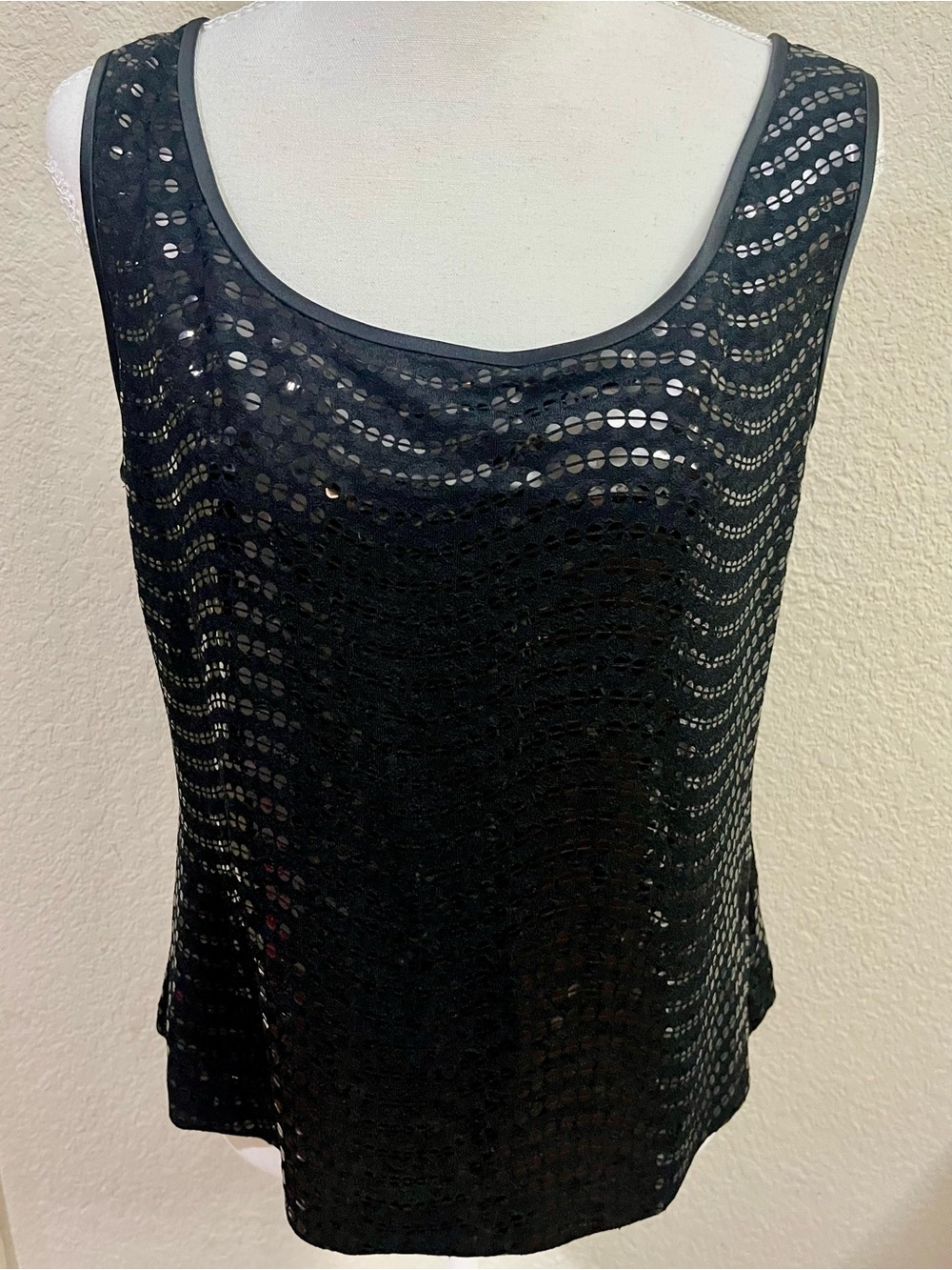 Alex Evenings Black Sequined Tank Top